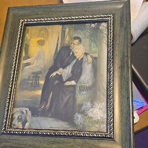 Elegant Framed Art Print with Green and Silver Accents